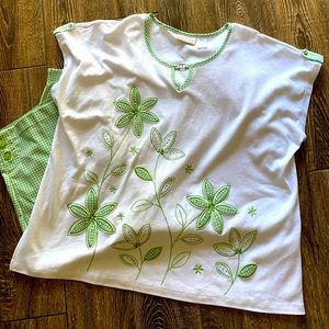 Alfred Dunner vintage style floral cropped plaid pant set